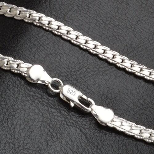 Promotion 20 Inch 5MM Trendy Men 925 Silver Necklace Chain For Women Party Fashion Silver Figaro Chain Necklace Male Accessories