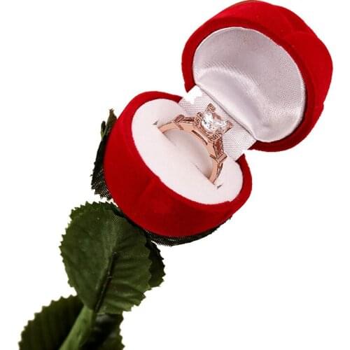 Free Shipping 1pc Organizer Red Rose Engagement Wedding Ring Earrings Keepsake Pendants Jewelry Gift Box Case Container