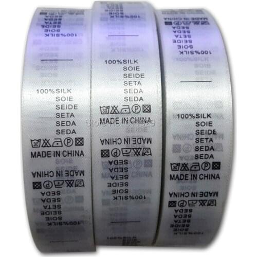 Free shipping stock 100% SILK care labels/custom clothing care labels/washable labels/garment tag printing/main label 1000 pcs