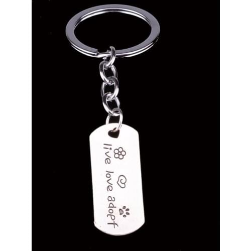 Bespmosp 12PC/Lot Trendy Live Love Adopt Pet Rescue Keychain Jewelry Charm Keyring Pet Lover Key Chain Women Men Dog Tag Cat
