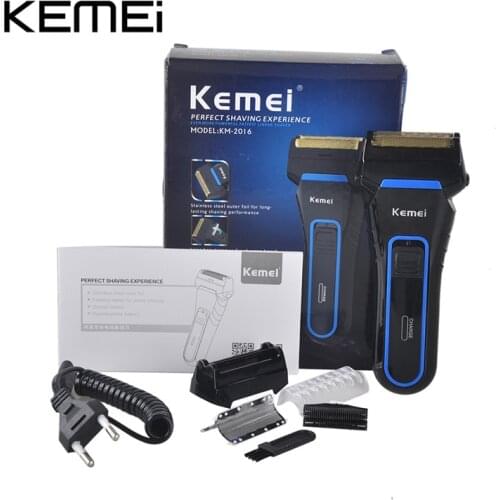 Kemei KM-2016 Mens Cordless Electric Shaver Razor beard Trimmer Rechargeable Reciprocating Double Groomer Wet and Dry Use