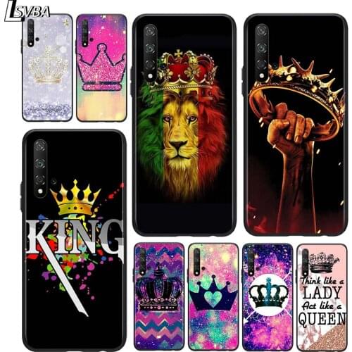 Queen King Crown Princess for Huawei Honor 9X Lite 8X 9S 9A 9C 30 20 10i 20 10 10i 9 Lite 8C 8A 7C 7A Pro Black Phone Case