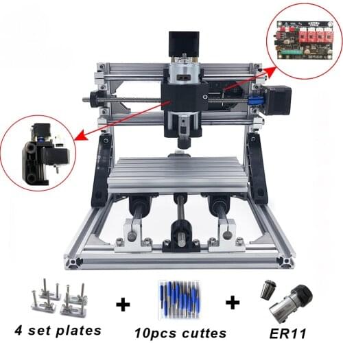 CNC 1610 Machine 3 Axis Engraving Machine Mini DIY PCB Milling Machine Wood Carving Laser Engraver ER11 Router With GRBL Control