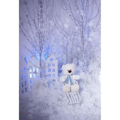 Children and Kids Photography Backdrops Cute Bear White Vinyl Cloth Computer Printed 3D Backgrounds for Photo Studio Customized