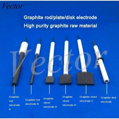 High purity graphite disk electrode/graphite rod/graphite sheet electrode PTFE cover can be lengthened and customized