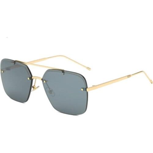 High End Gradient Retro Custom Shades Oversized Square Rimless Sunglasses Women