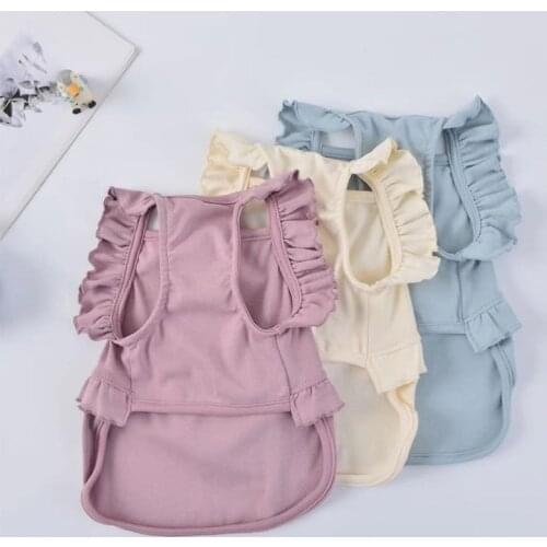 Cotton Dog Dress T-shirt Spring Summer Cat Dog Clothes Puppy Costumes Yorkshire Pomeranian Bichon Poodle Schnauzer Pug Clothing