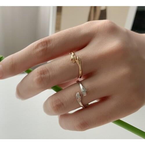 Gothic Hug Muscle Hands Rings For Women Men Adjustable Open Cuff Ring Party Wedding Couple Rings Vintage Jewelry Gift