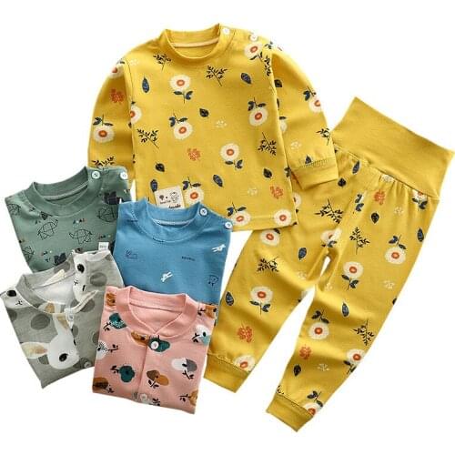 Suits Baby Girl Clothing Set Newborn 2021 Spring Pants Childrens Cotton Pajamas Sleepwear Kids Boys Unicorn Cartoon Sleepwear