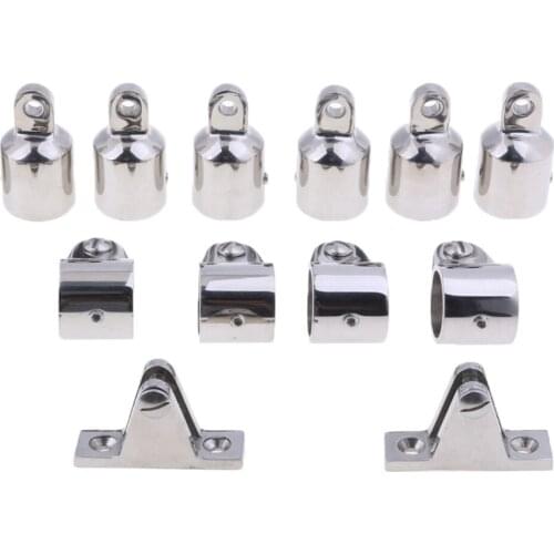 Boat Bimini Top Hardware Fitting 3 Bow 7/8" Marine Stainless Steel 12 Set