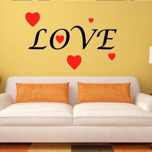 Love Word Hearts All Over Wall Stickers for Living Room Sweet Home Removable Vinyl Wall Decals Bedroom Lover Quotes YY154