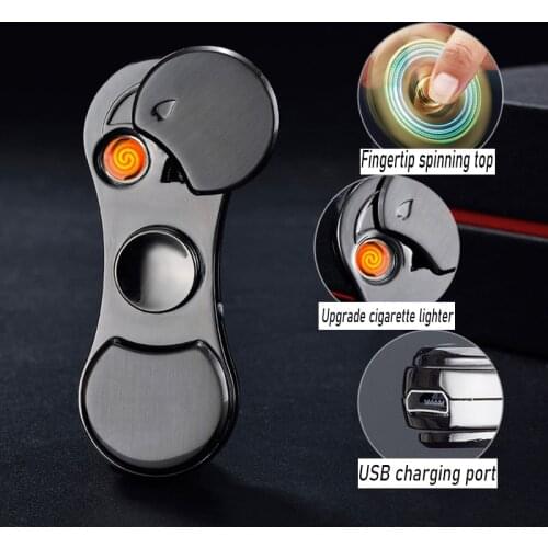 Mini Colorful Light Fingertip Gyro USB Lighter Metal Vent Rechargeable Lighters Small Tools Cigarette Accessories Gifts For Men