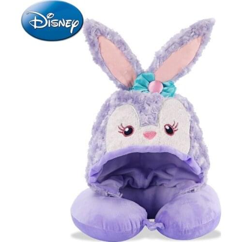 Disney Stellalou Cartoon Hooded U-shaped Pillow Duffy Bear Doll Hooded Neck Pillow Outdoor Travel Neck Pillow