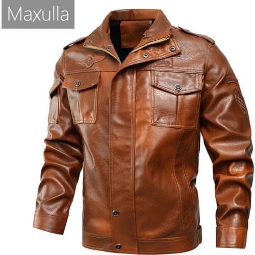 Maxulla Mens Leather Jackets Mens PU Coats Casual Male Faux Leather Motorcycle Jackets PU Clothing Mla069