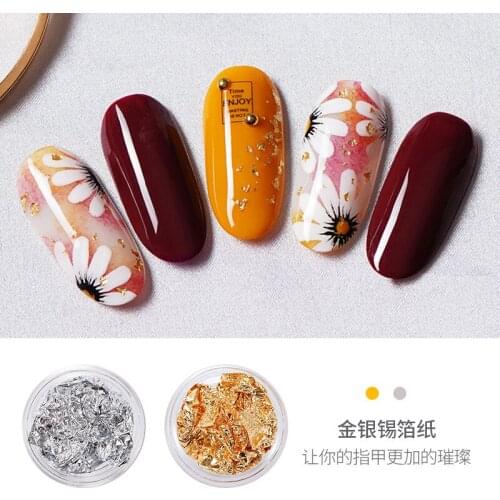 Gold Silver Nail Art Foil Paper Irregular Aluminum Sticker for nail Manicure Glitter Gel Polish Nail Decoration