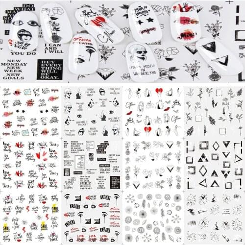 New arrived 3D Valentin Nail Stickers Decals Letter Girl Leaf Style Adhesive Stickers Nail Art Decoration Z0271
