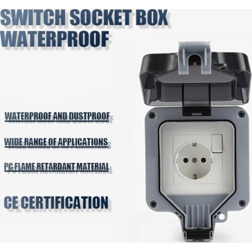 Outdoor Waterproof Switch Protection Box Leak-Proof Power Supply European Standard German Single and Double With USB Port Socket