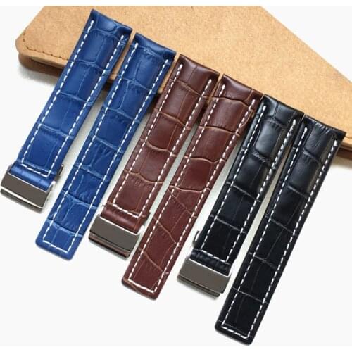 Genuine Real Leather Watch Band Watchband Replace For Breitling Strap for NAVITIMER WORLD Avenger superocean Belt 20mm 22mm 24mm