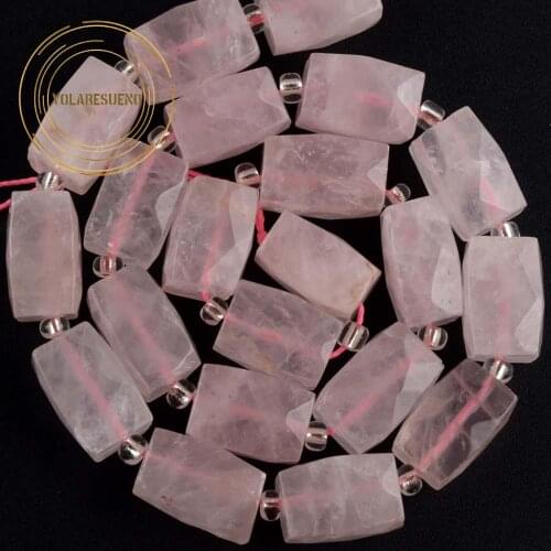 Natural Gemstones Faceted Cuboid Pink Quartz Beads For Jewelry Making Needlework Diy Bracelets Necklace Accessories 5*10mm 15