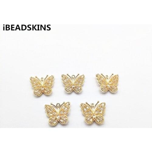 New arrival! 18x20mm 30pcs Cubic zirconia/copper butterfly charm for Jewelry Findings Earrings parts,hand Made Jewelry DIY