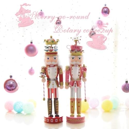 New 40Cm High Christmas Holiday Nutcracker Merry-go-round Vintage German Wooden Table Walnut Toy Zakka Dolls