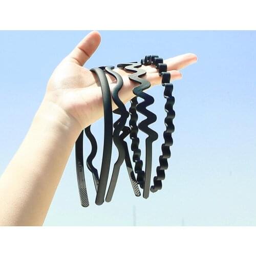 1 pcs/Lot 12cm High Quality Fashion Mens Women Unisex Black Wavy Hair Head Hoop Band Sport Headband Hairband Hair Accessories