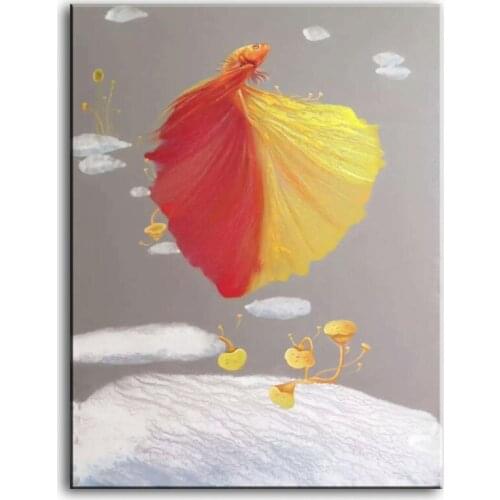 Original oil painting Dancing goldfish painter original paintings decoration painting Custom-made oil painting 16110701