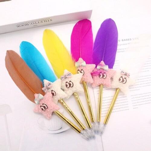Hot Multicolor Star Feather Pen Ball Pen Teachers Day Gift Metal Simple Quality Student Stationery Student Applicable Gel Pen