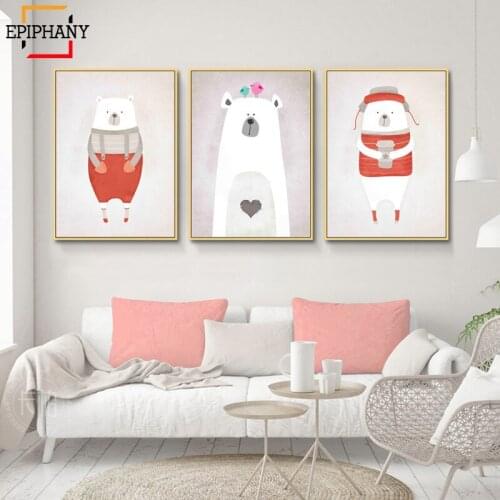 Baby Nursery Girl Wall Art Canvas Posters and Prints Cartoon Animal Painting Nordic Kids Decoration Picture for Children Bedroom