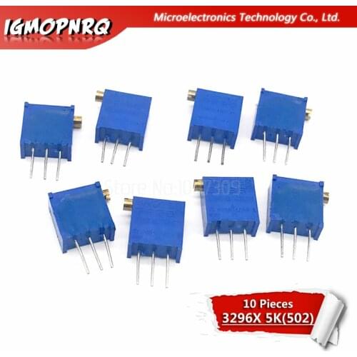 10Pcs 3296X-1-502LF 3296X 502 5K ohm side regulation Multiturn Trimmer Potentiometer High Precision Variable Resistor