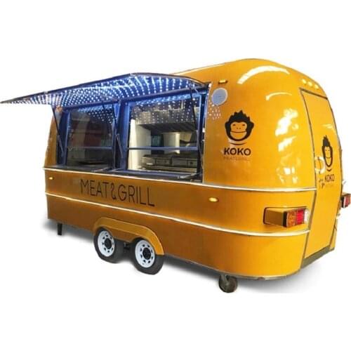 Stainless steel fast food trailer hot dog cart bbq burger truck
