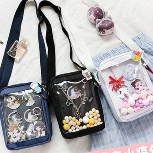 Harajuku Kawaii Transparency Itabag Mini Messenger Japanese Sweet Lolita Shoulder Ita Bag Anime Cosplay Canvas Badge Doll Show