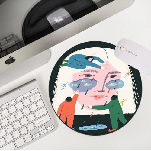 Drop Shipping Nordic Style Crying Girl Mousepad Carpets Small Office Non-slip Cute TableMat Placemat LOL 20X20/22X22CM Mouse Pad