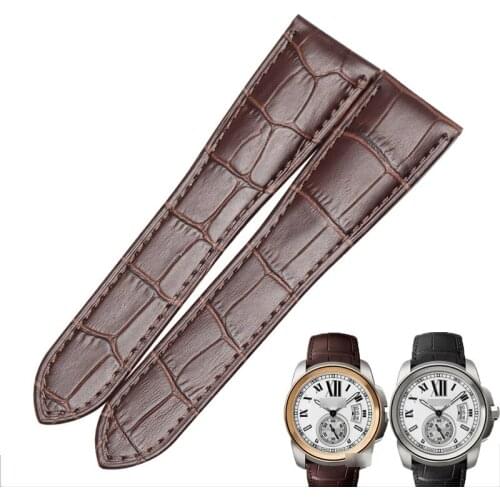 WENTULA Watchbands for CALIBRE DE CARTIER W7100037 W7100041 W7100039 calf-leather band Genuine Leather watchbands