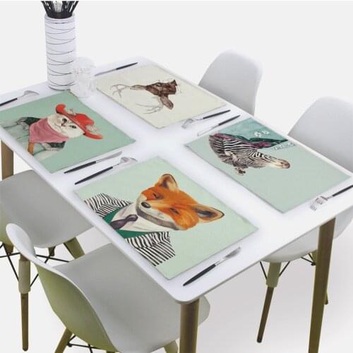 Animal Serviette De Table Fabric Napkin Tea Towel Bear Deer Owl Dog Mr.Animal 43*32Cm Linen Napkins For Wedding Paper Napkin