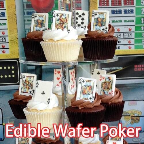 Edible Poker Pre-Cut Wafer Cupcake Toppers Cupcake Decoration Cakes Stand Cake Decorating Tools Birthday Party Supply