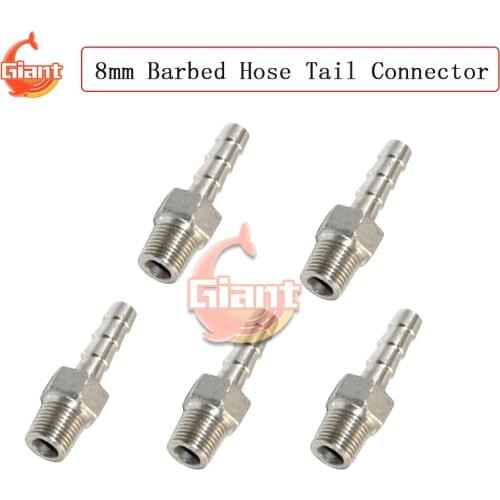 10pcs 1/4'' Male Thread Pipe Tube Fitting 8mm Barb Hose Tail Connector Stainless Steel NPT Household Tools Accessory