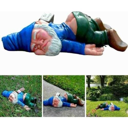 Drunk Gnome Patio Ornament Car Funny Rude Drunken Disorderly Statue Figurine Dwarf Drunk Sculpture Ornaments Dropshipping New