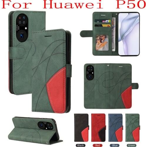 Sunjolly Case for Huawei P50 Wallet Stand Flip PU Leather Phone Case Cover coque capa Huawei P50 Case Huawei P50 Cover
