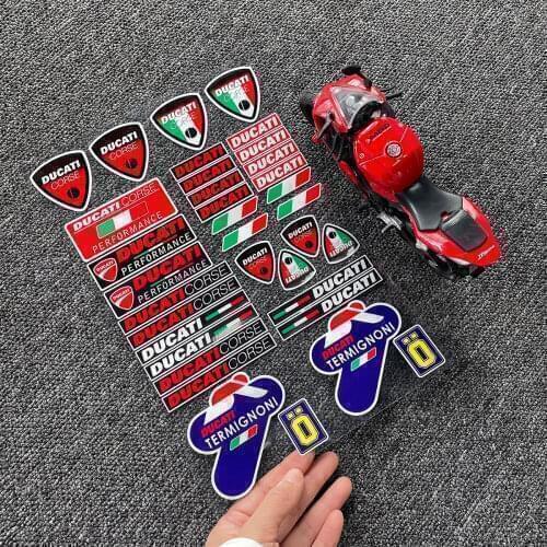 Reflective Helmet Motorcross Motorbike Decals Italian Flag Stickers For Ducati Logo 18CM x 27CM/Whole SET