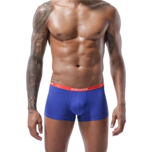 New mens boxer shorts underwear solid color U-convex big pocket sexy boxer briefs Boxershorts Shorts Sexy Quality Cotton