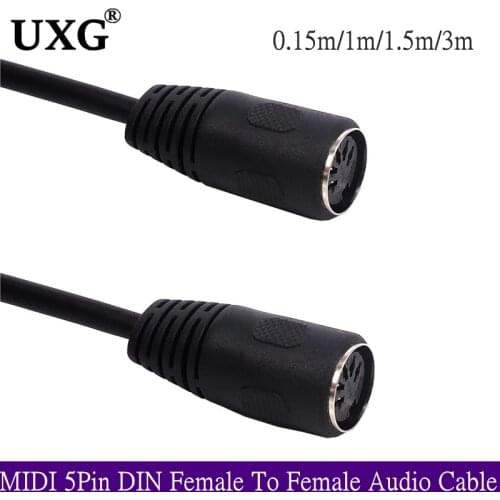 MIDI DIN 5P Extension Cable MIDI 5Pin DIN Female To Female Audio Cable 0.15M 1M 1.5M 3M
