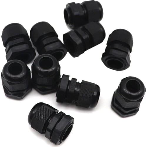 Waterproof joint nylon plastic Connector Black IP68 PG7/PG9/PG11/PG13/PG16/PG19/PG21/PG25/PG29 fit 3mm to 25mm wire