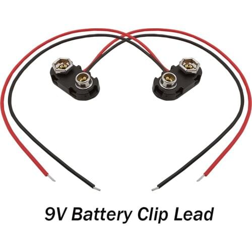 Length 15CM Cable 9V Battery Clip Lead Wires Holder T-type 9V Battery Snap Connector Clip Wire 9V Battery Connector