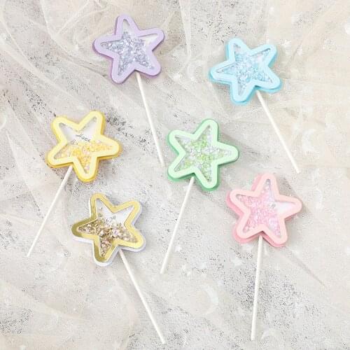 1PC Colorful Shiny Bubble Star Sequins Cake Toppers Candy Color Cake Decor Wedding Birthday Cake bubble decor