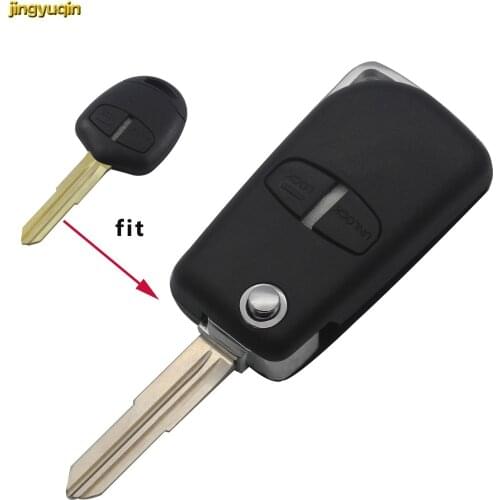 10pcs jingyuqin Remote Flip Car Key Case Shell Fob for Mitsubishi Pajero Sport Outlander Grandis ASX Left Blade Car 2 Buttons