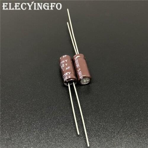 100pcs 1uF 50V1UF NIPPON NCC KY Series 5x11mm Low ESR 50V1uF Aluminum Electrolytic Capacitor
