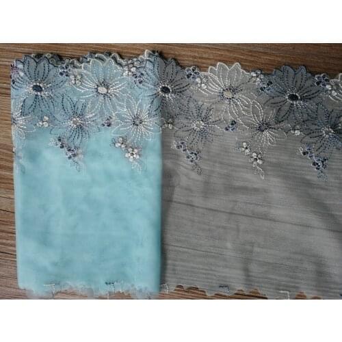 2Yards 19cm Handicrafts Embroidered Net Lace Trim Ribbon Wedding Birthday Christmas Bow Dolls Dress Decorations