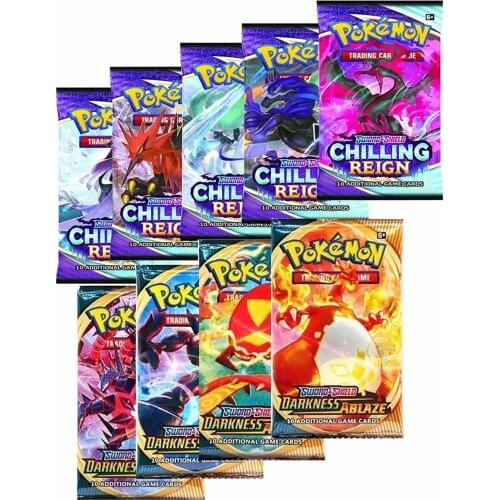 20Pc English version Pokemon Card CHILLING REIGN TAKARA TOMY Cards Game TAG TEAM VMAX GX V MAX Battle Carte Trading Children Toy