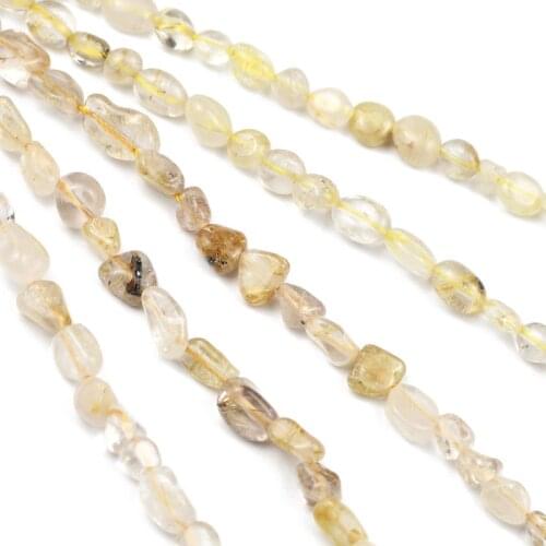4~8mm Gold Rutilated Quartz Natural Genuine Stone Beads Irregular Loose Spacer Beads for Jewelry Making Bracelet DIY accessories